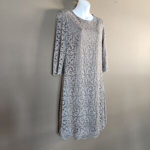 Garnet Hill Gray Lace Pullover Sheath Dress Size 8
